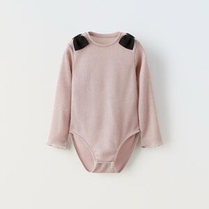 NWOT • 2-3 years • Girls Sparkle Blush Pink Bodysuit w/ Black Bow detail